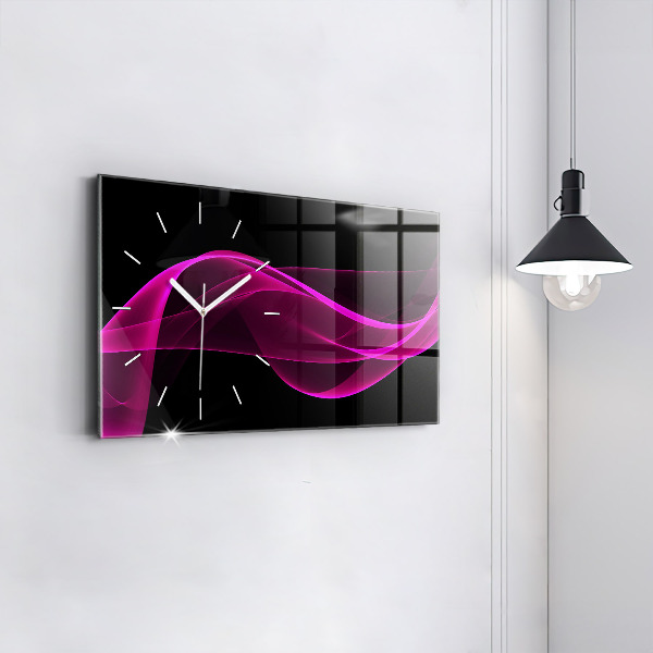 Glass wall clock rectangular Pink abstraction