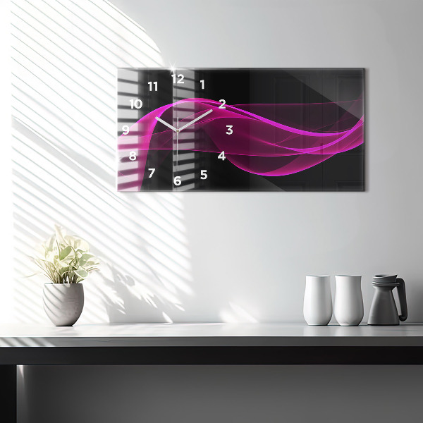 Glass wall clock rectangular Pink abstraction