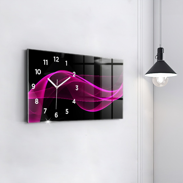 Glass wall clock rectangular Pink abstraction