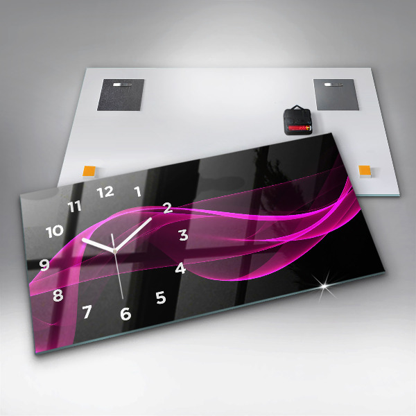 Glass wall clock rectangular Pink abstraction