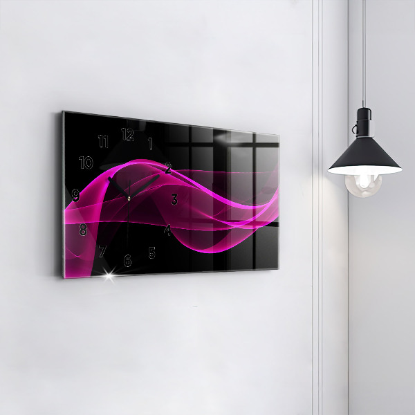 Glass wall clock rectangular Pink abstraction