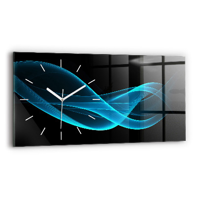 Glass wall clock rectangular Blue abstraction