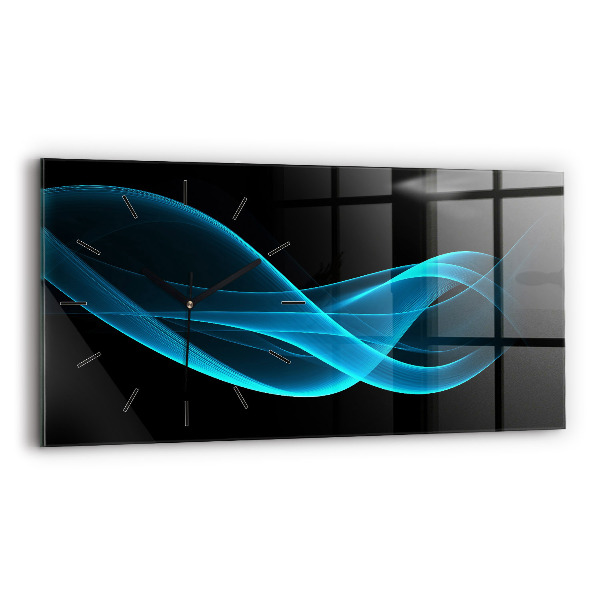 Glass wall clock rectangular Blue abstraction