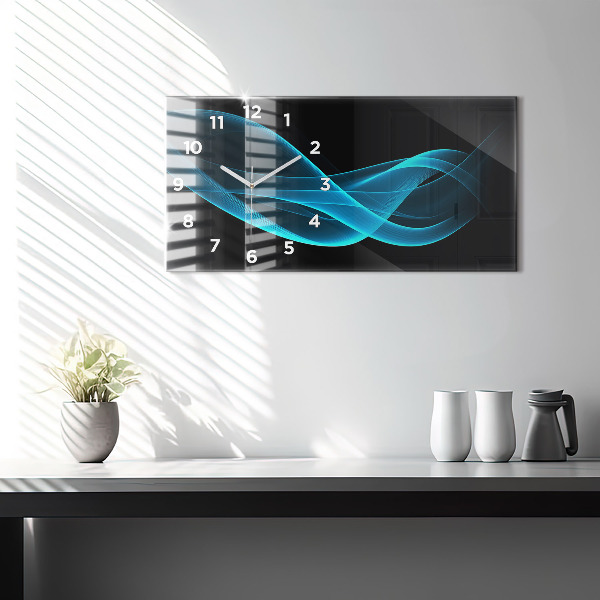 Glass wall clock rectangular Blue abstraction