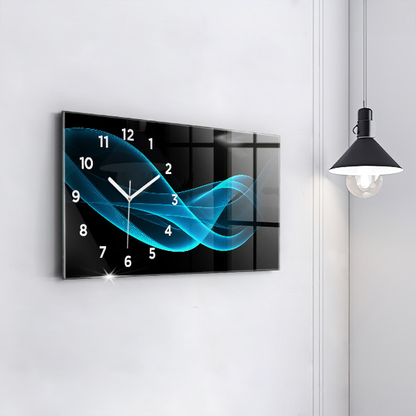 Glass wall clock rectangular Blue abstraction