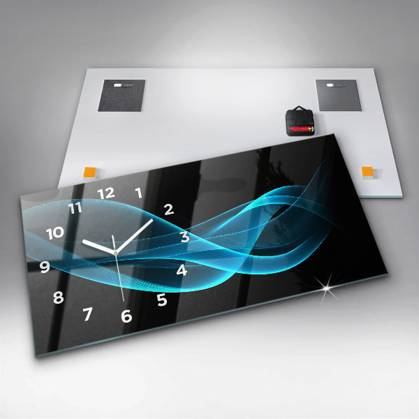 Glass wall clock rectangular Blue abstraction