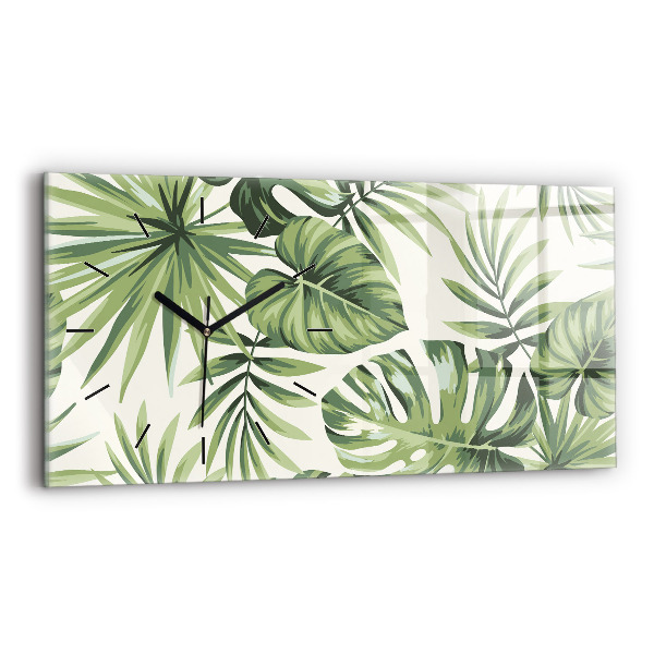 Glass wall clock rectangular Tropical pattern