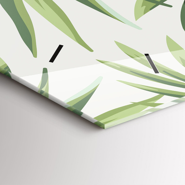 Glass wall clock rectangular Tropical pattern