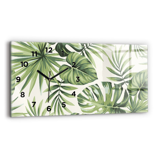 Glass wall clock rectangular Tropical pattern
