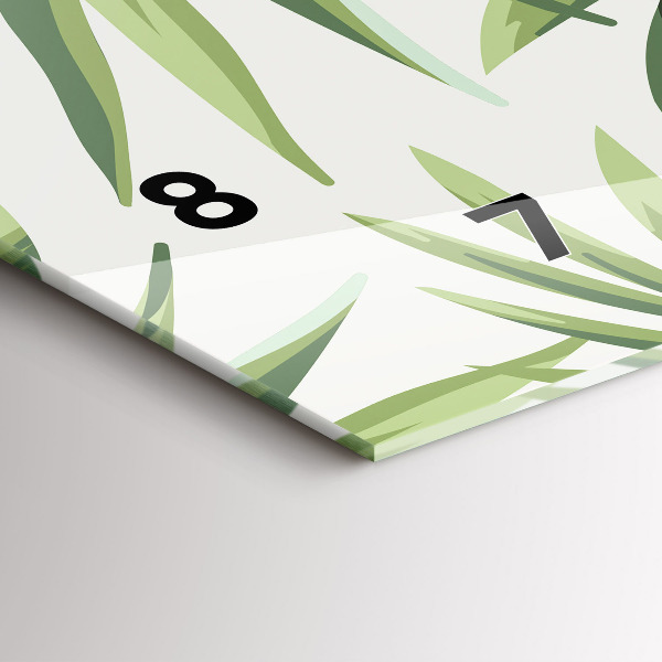 Glass wall clock rectangular Tropical pattern