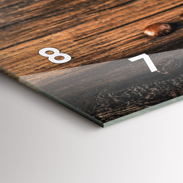 Glass wall clock rectangular Cup and coffee beans