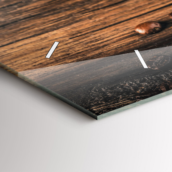 Glass wall clock rectangular Cup and coffee beans