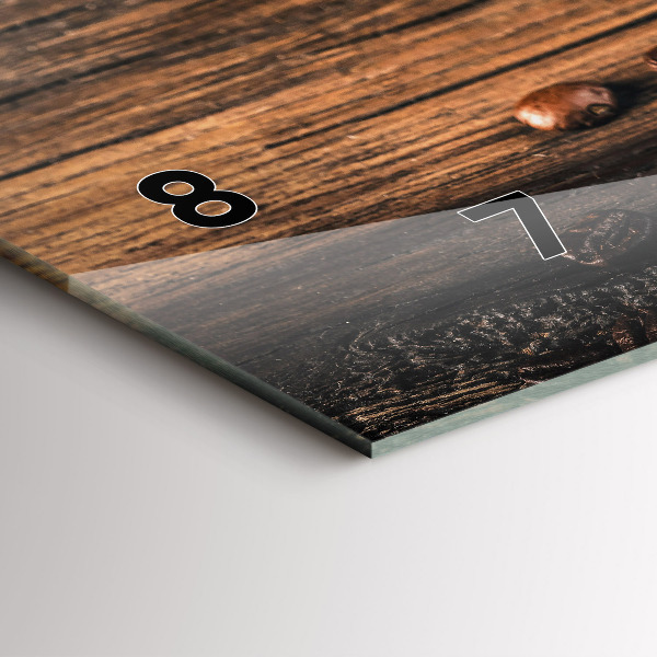 Glass wall clock rectangular Cup and coffee beans