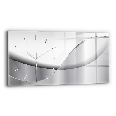 Glass wall clock rectangular Silver abstraction