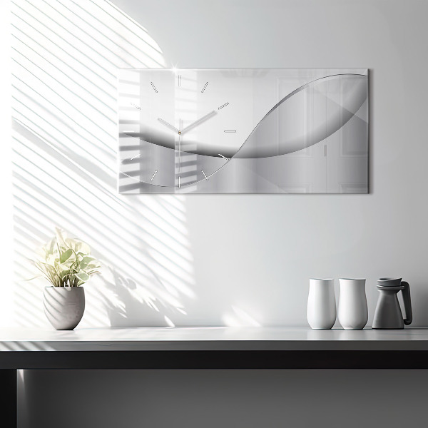 Glass wall clock rectangular Silver abstraction