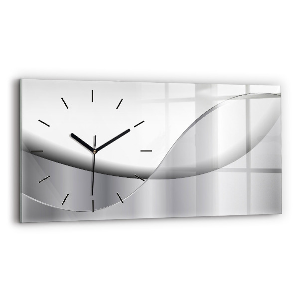 Glass wall clock rectangular Silver abstraction