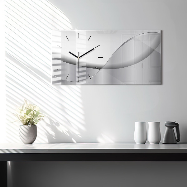 Glass wall clock rectangular Silver abstraction