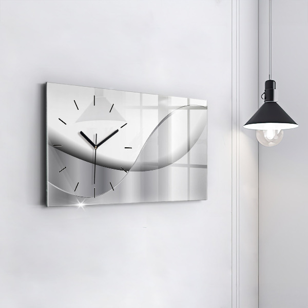 Glass wall clock rectangular Silver abstraction
