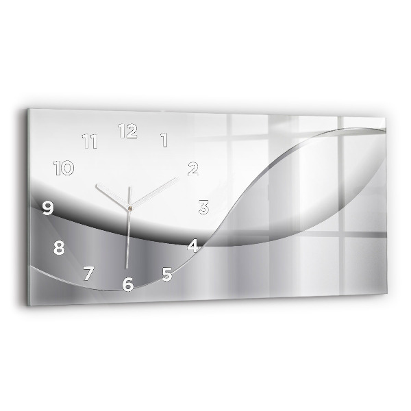 Glass wall clock rectangular Silver abstraction