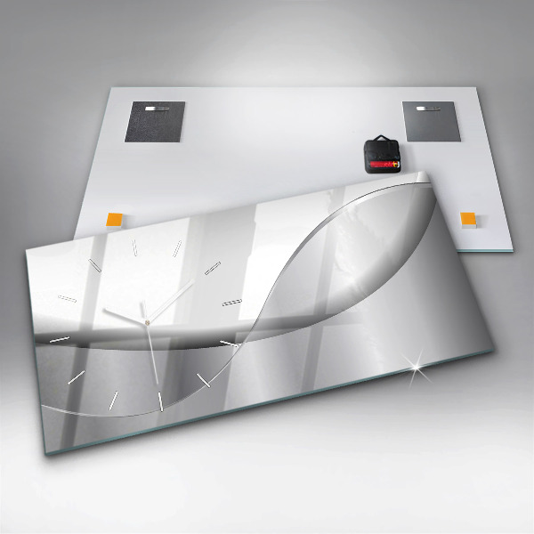 Glass wall clock rectangular Silver abstraction