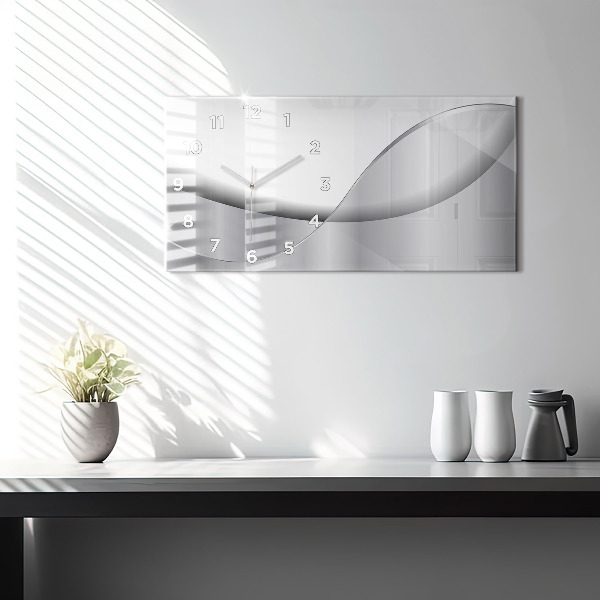 Glass wall clock rectangular Silver abstraction
