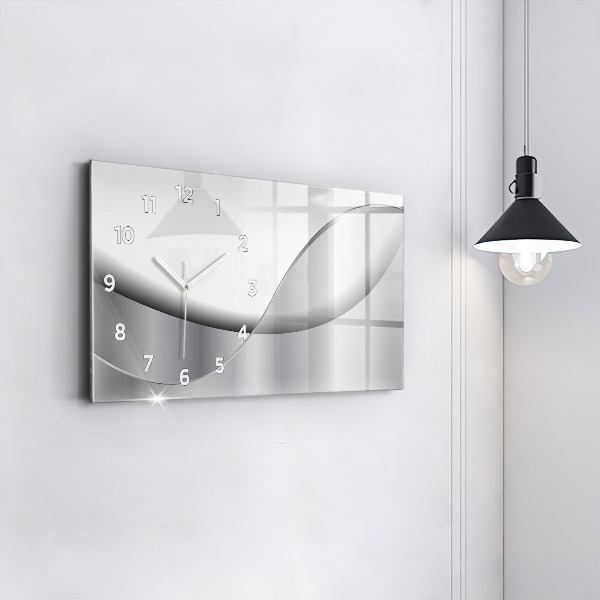 Glass wall clock rectangular Silver abstraction