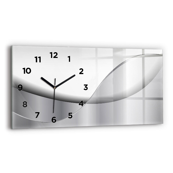 Glass wall clock rectangular Silver abstraction