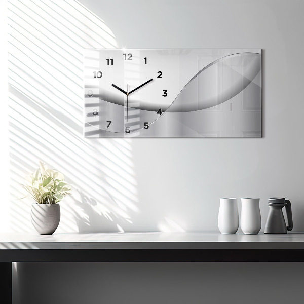 Glass wall clock rectangular Silver abstraction