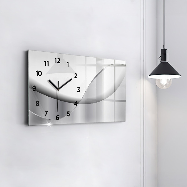 Glass wall clock rectangular Silver abstraction