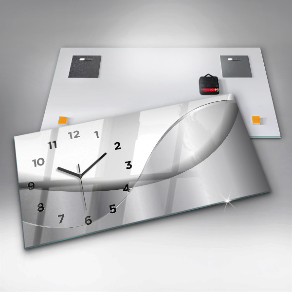 Glass wall clock rectangular Silver abstraction