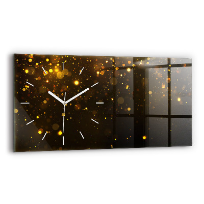 Glass wall clock rectangular Gold dust