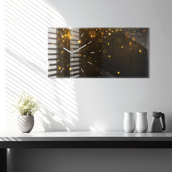Glass wall clock rectangular Gold dust