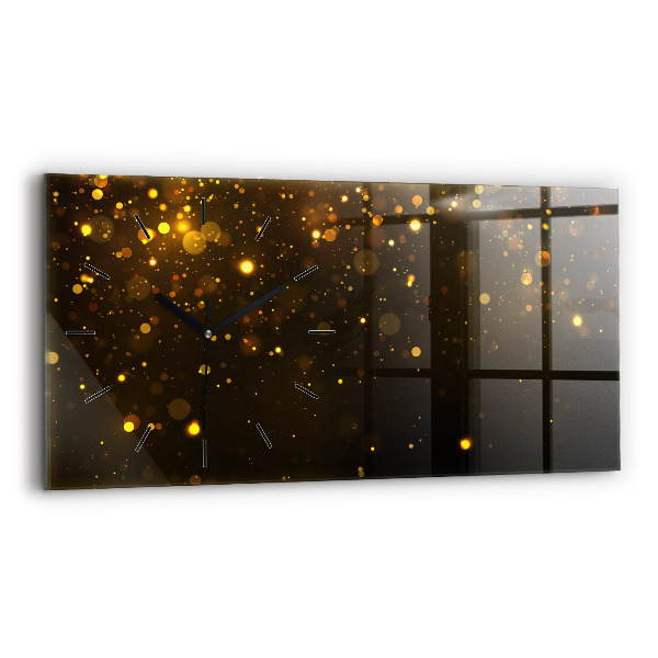 Glass wall clock rectangular Gold dust