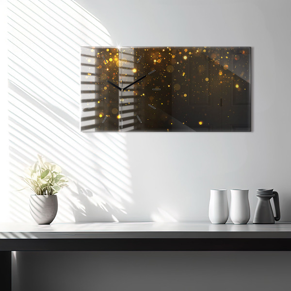 Glass wall clock rectangular Gold dust