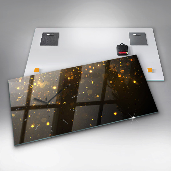 Glass wall clock rectangular Gold dust
