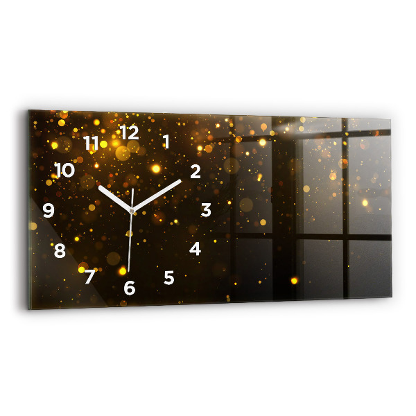 Glass wall clock rectangular Gold dust