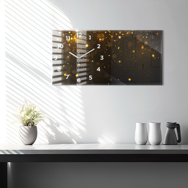 Glass wall clock rectangular Gold dust
