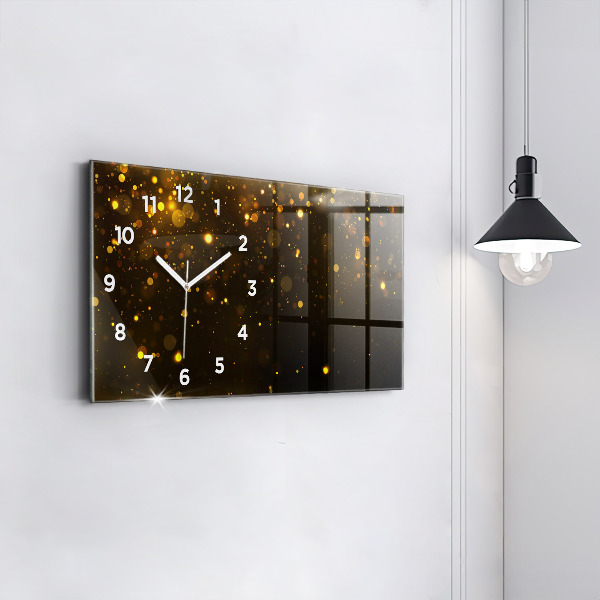 Glass wall clock rectangular Gold dust