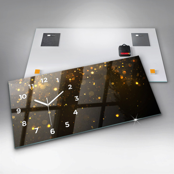 Glass wall clock rectangular Gold dust