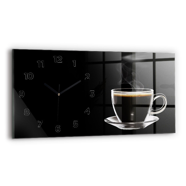 Glass wall clock rectangular Black coffee