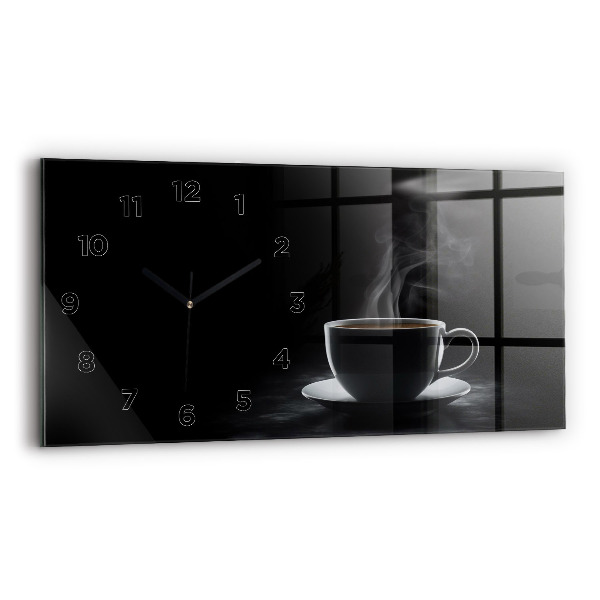 Glass wall clock rectangular A cup of black coffee