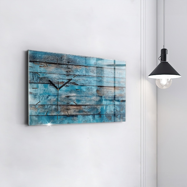 Glass wall clock rectangular Blue boards