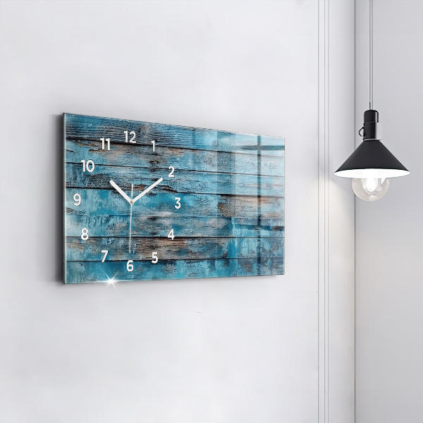 Glass wall clock rectangular Blue boards
