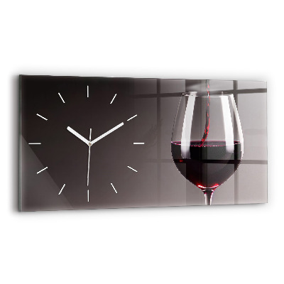 Glass wall clock rectangular A glass of red wine