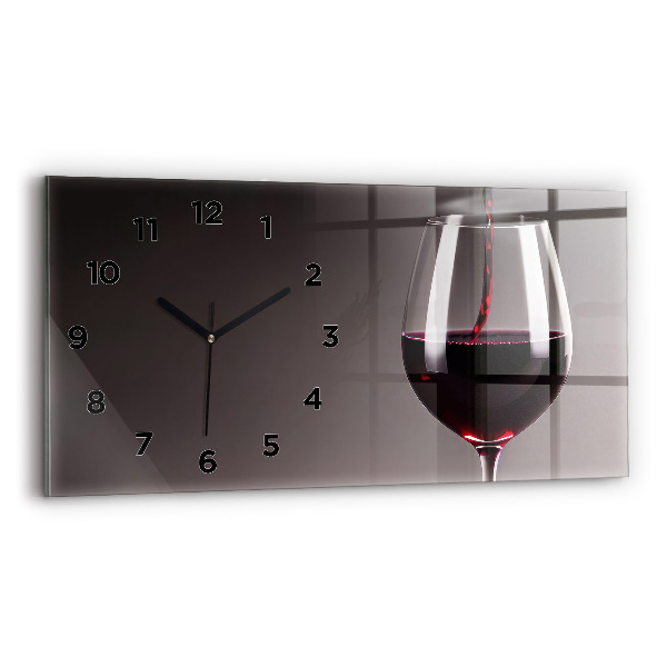 Glass wall clock rectangular A glass of red wine