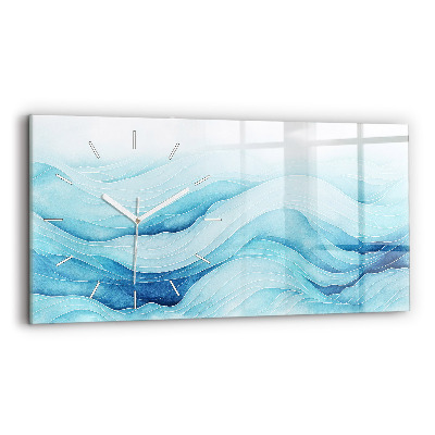 Glass wall clock rectangular Blue clouds