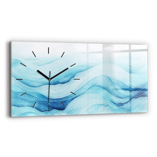 Glass wall clock rectangular Blue clouds