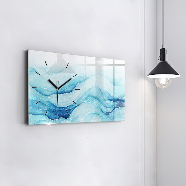 Glass wall clock rectangular Blue clouds