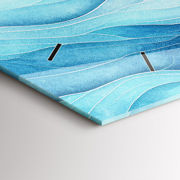 Glass wall clock rectangular Blue clouds