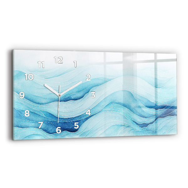 Glass wall clock rectangular Blue clouds